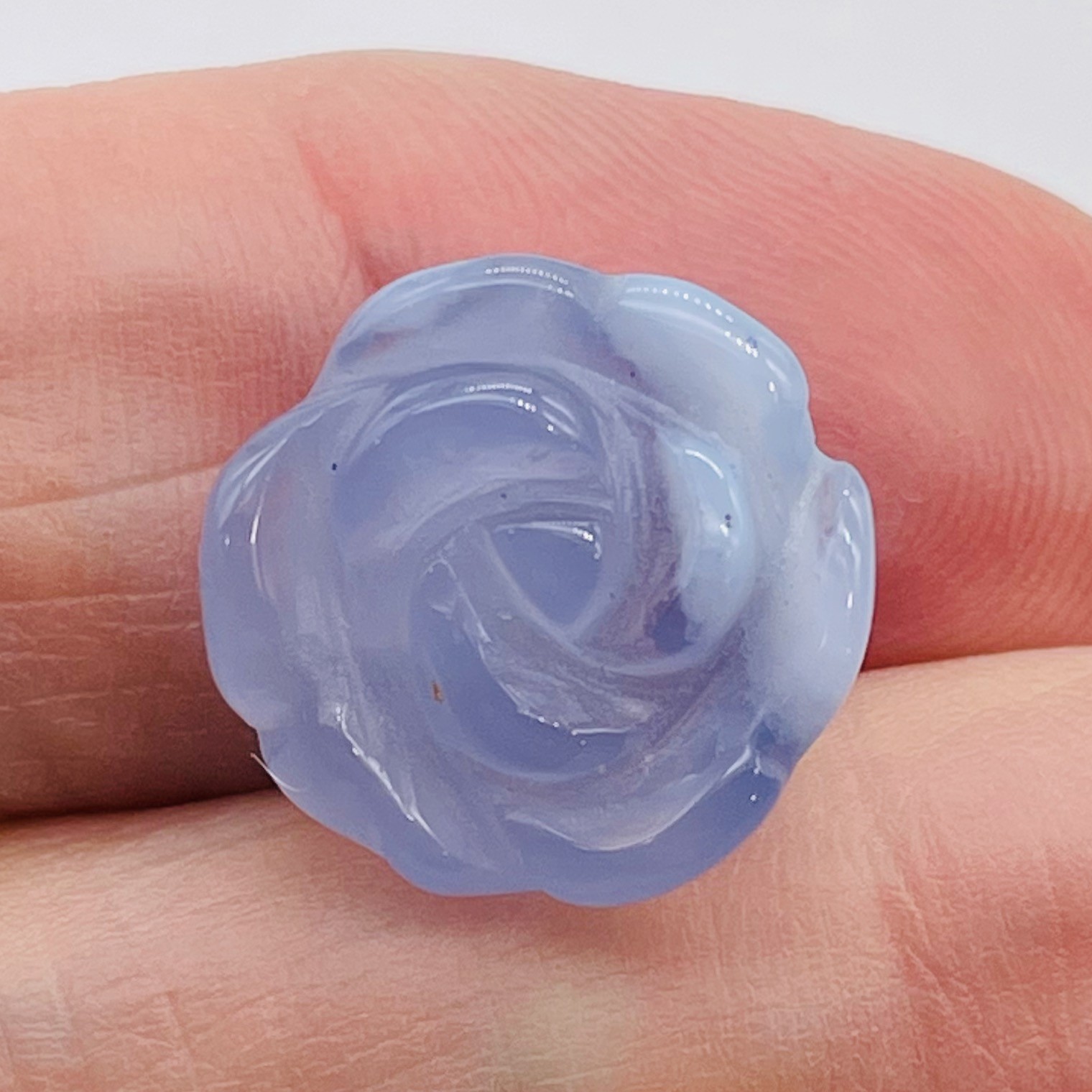 Blue Lace Agate Rose Flower Bead | 10×9-12x9mm | Lavender | Rose | 1 Bead |