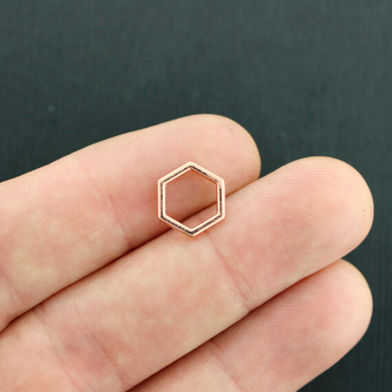 15 Linking Rings Rose Gold Tone 10mm 2 Sided Honeycomb Connector Charms – GC398