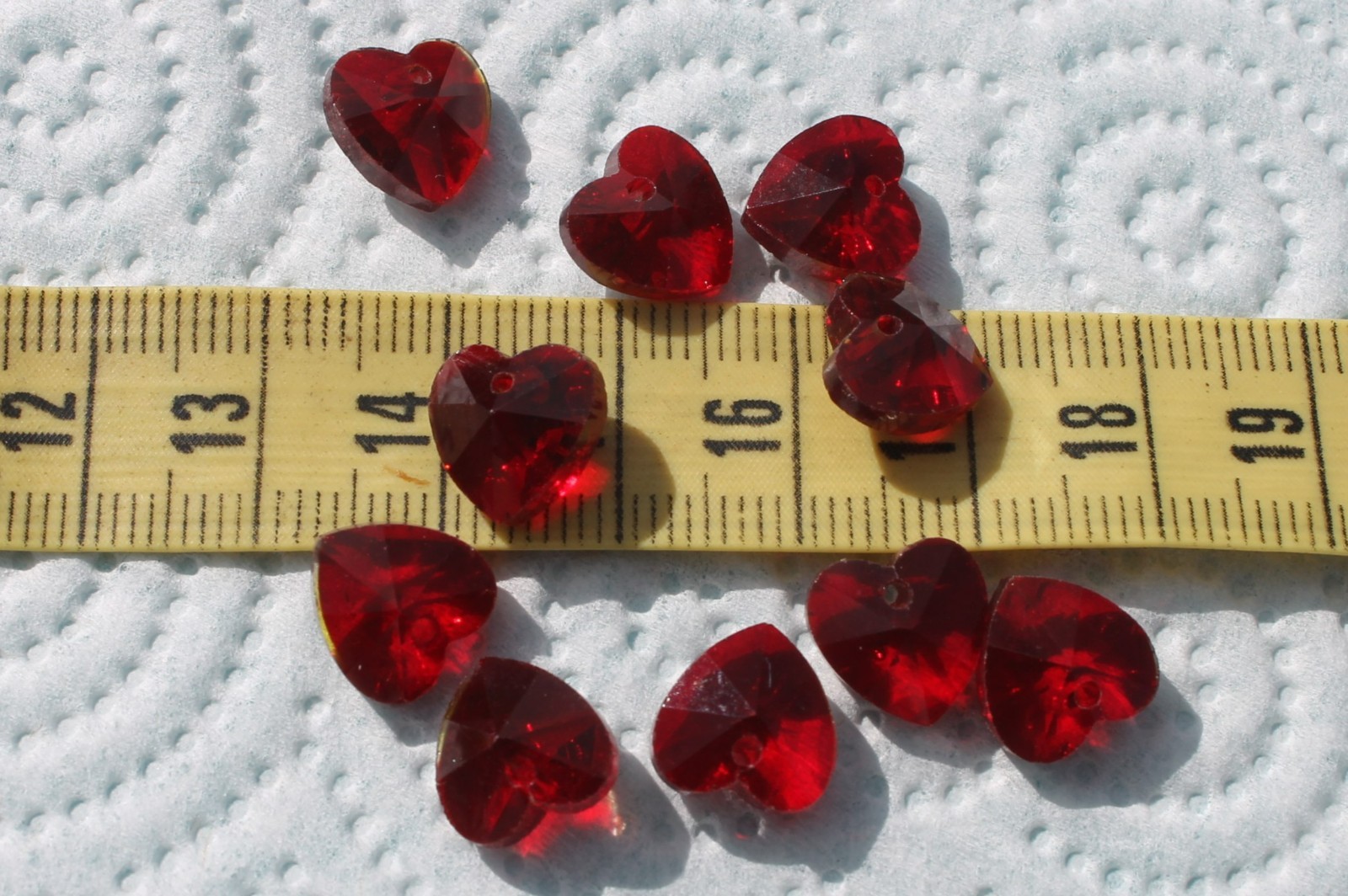 10x10mm Faceted Trans Dark Red Glass Crystal Heart Pendant, Charm Beads 10pcs