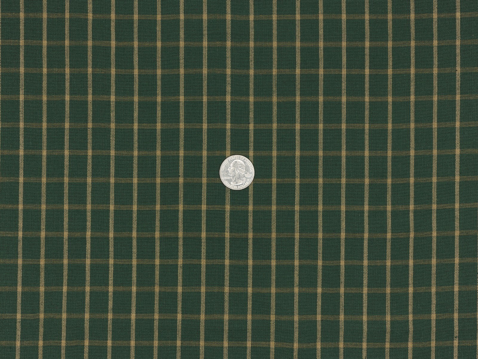 DARK Green Tea Dye Woven Window Pane Plaid Cotton Sewing Quilt Homespun Fabric
