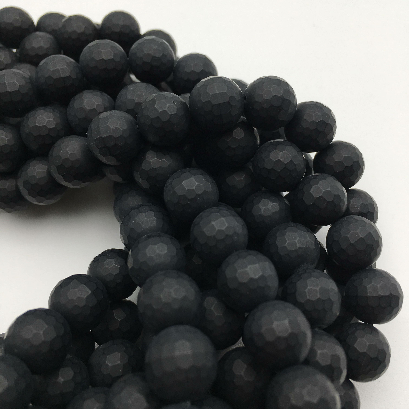 Black Onyx Faceted Matte Round Beads 4mm 6mm 8mm 10mm 12mm Approx 15.5″ Strand