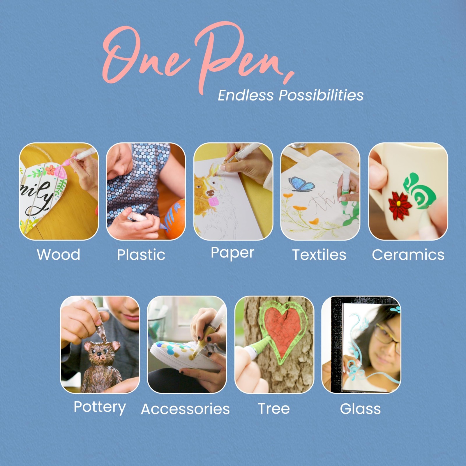 Refillable Fine Tip Decorating Paint Pens – 5 Pack for Crafting, Scrapbooking, W