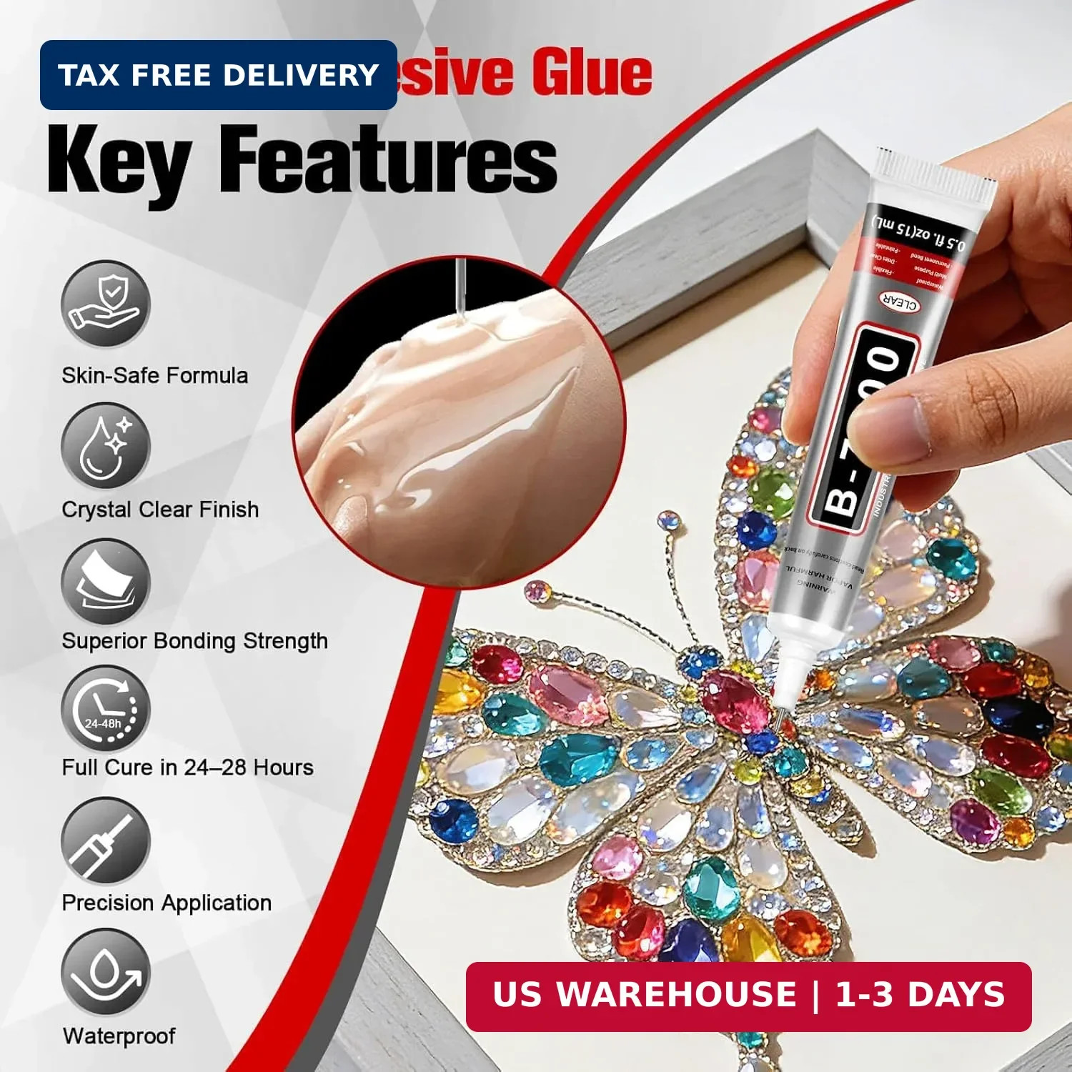 B7000 Glue 15ml/0.5 fl oz 10-Pack – High Strength, Flexible, Waterproof Adhesive
