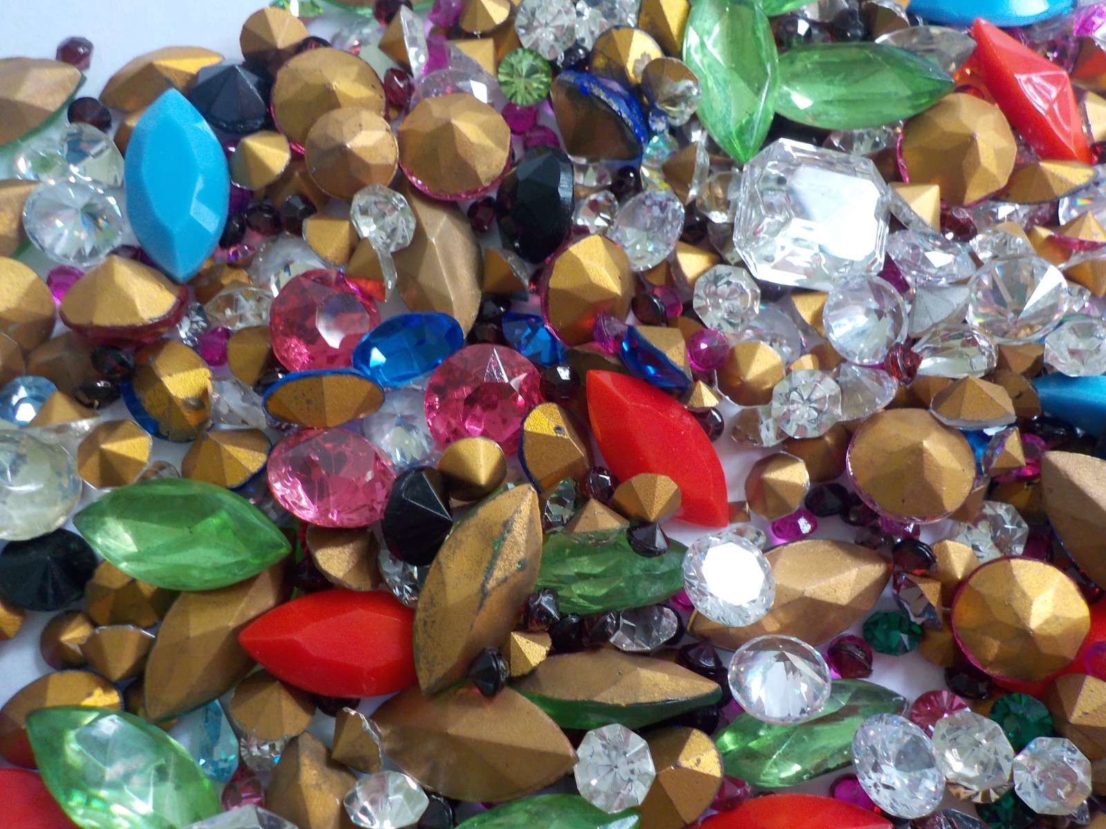 Foil Back Rhinestone & CZ Jewelry Making Supply 7 Oz Mixed Variety Shapes Colors