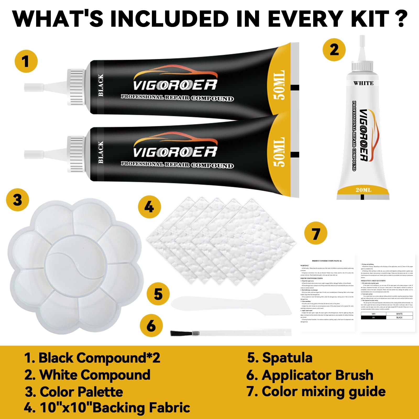 Black Leather Repair Kit for Furniture, Leather Seat Repair Kit for Cars, Easily