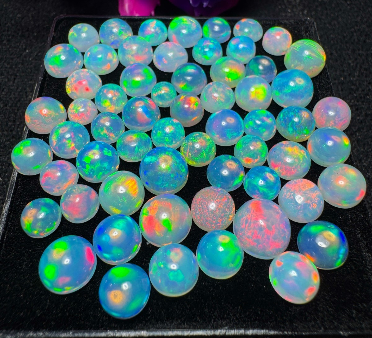 Natural Ethiopian Opal Round Cabochon Lot 3 MM to 8 MM Fire Opal Welo Opal Loose