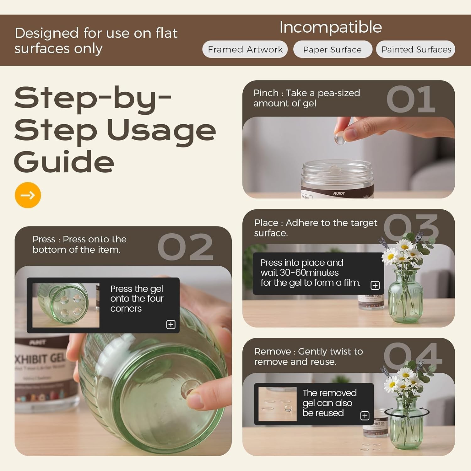 13oz Clear Exhibit Gel to Keep Things in Place. Removable Museum Exhibit Putt…