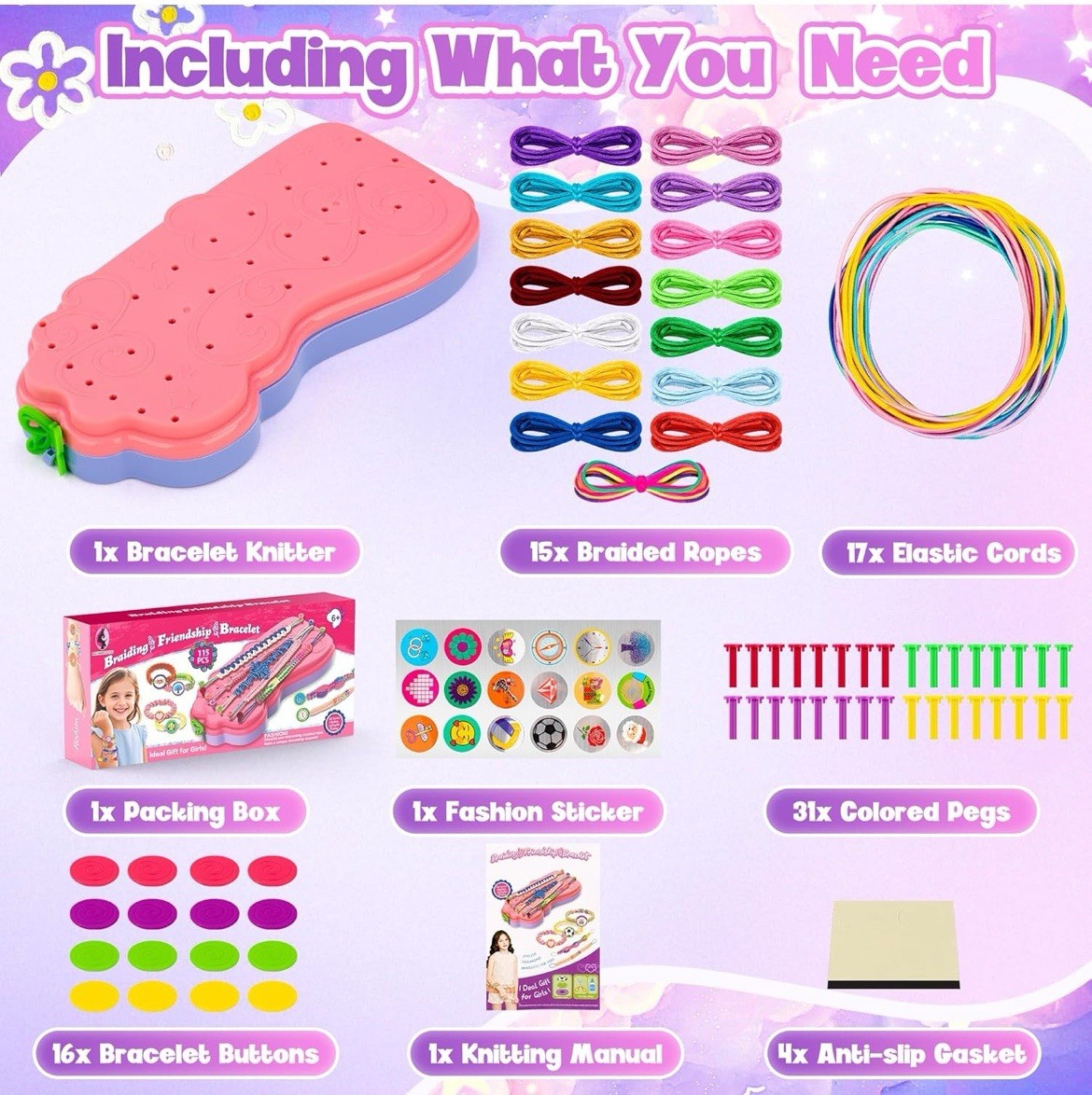 Friendship Bracelet Making Kit for Girls 8-12, Arts Crafts Kits Toys for Girls