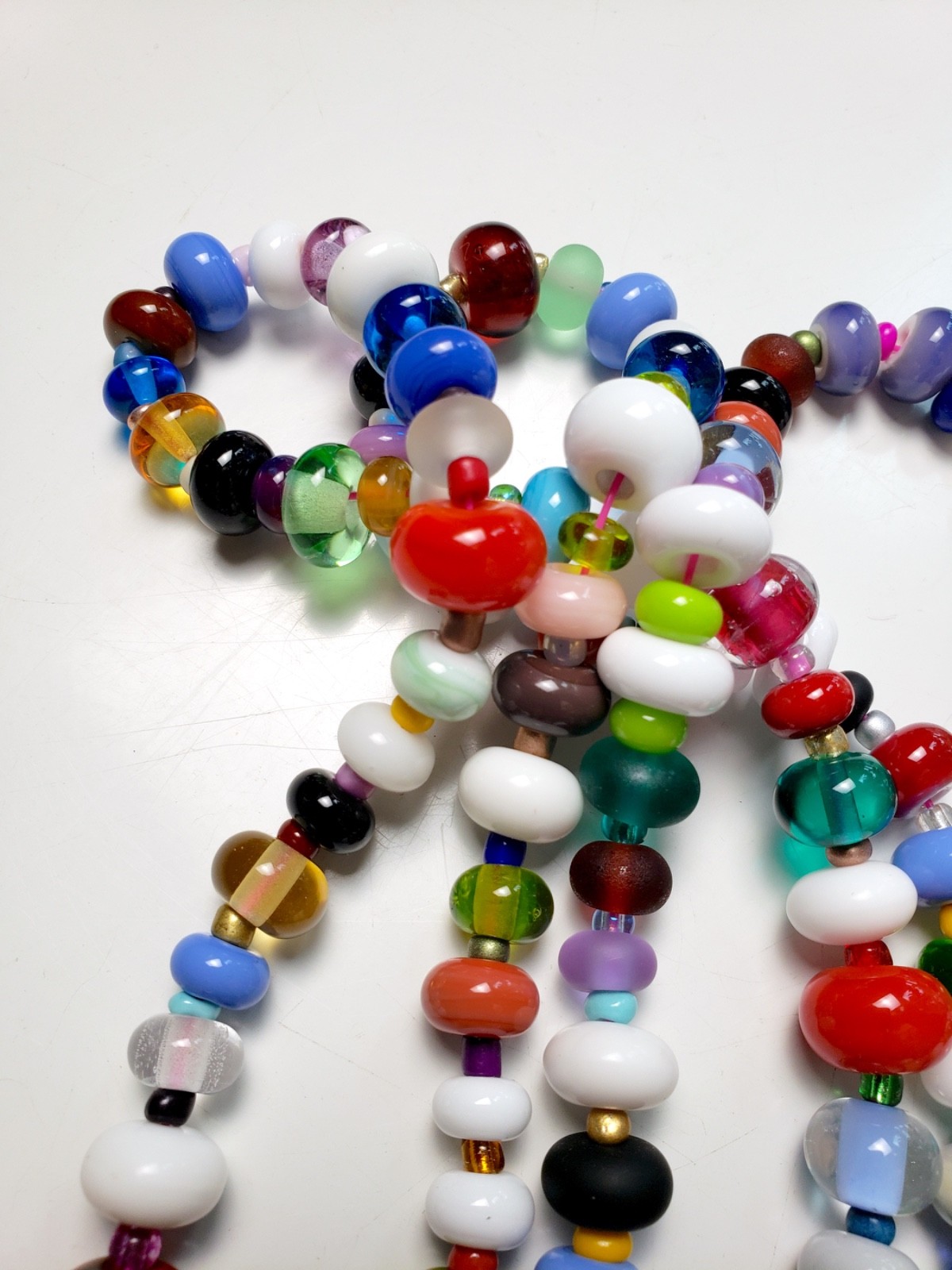 new- handmade glass Rondelles, actual beads shown, 4x 15″ strands, jewelry craft