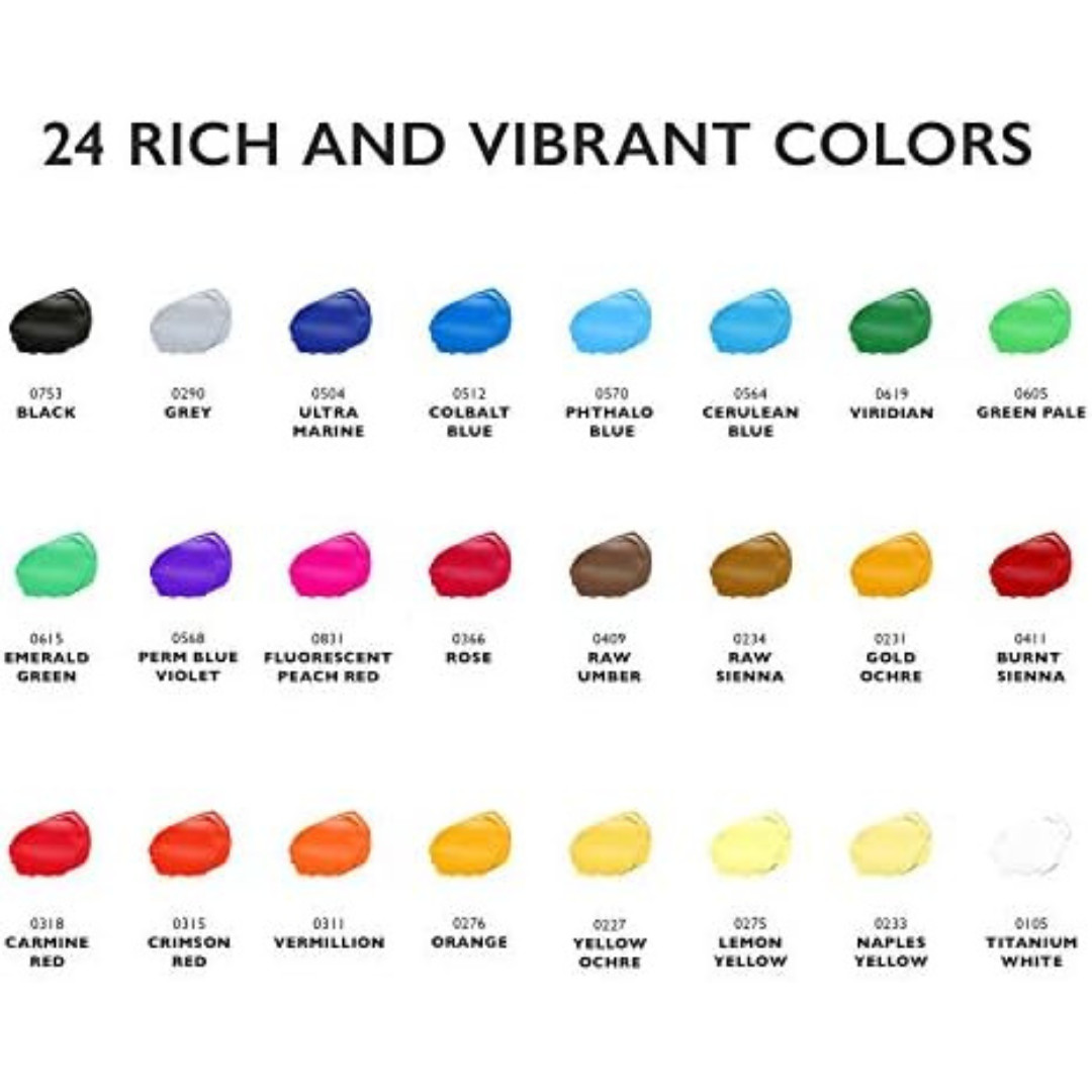Acrylic Paint Set Canvas Art Paints 24 Colors Perfect Paint Finish (0.41oz,12 ml
