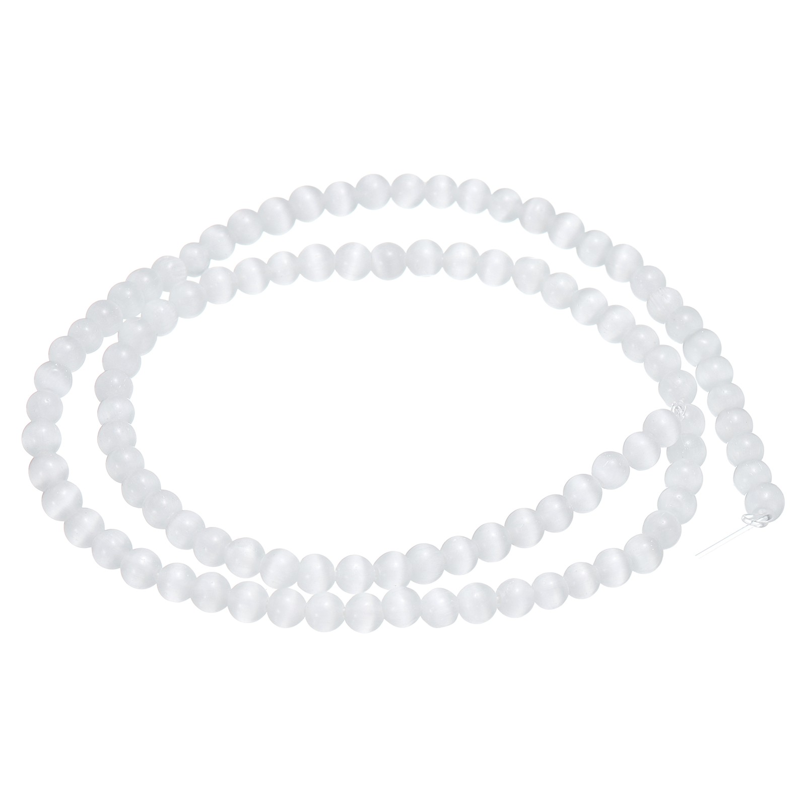 98pcs White Cat’s Eye Stone Beads 4mm Round Crystal Loose Bead