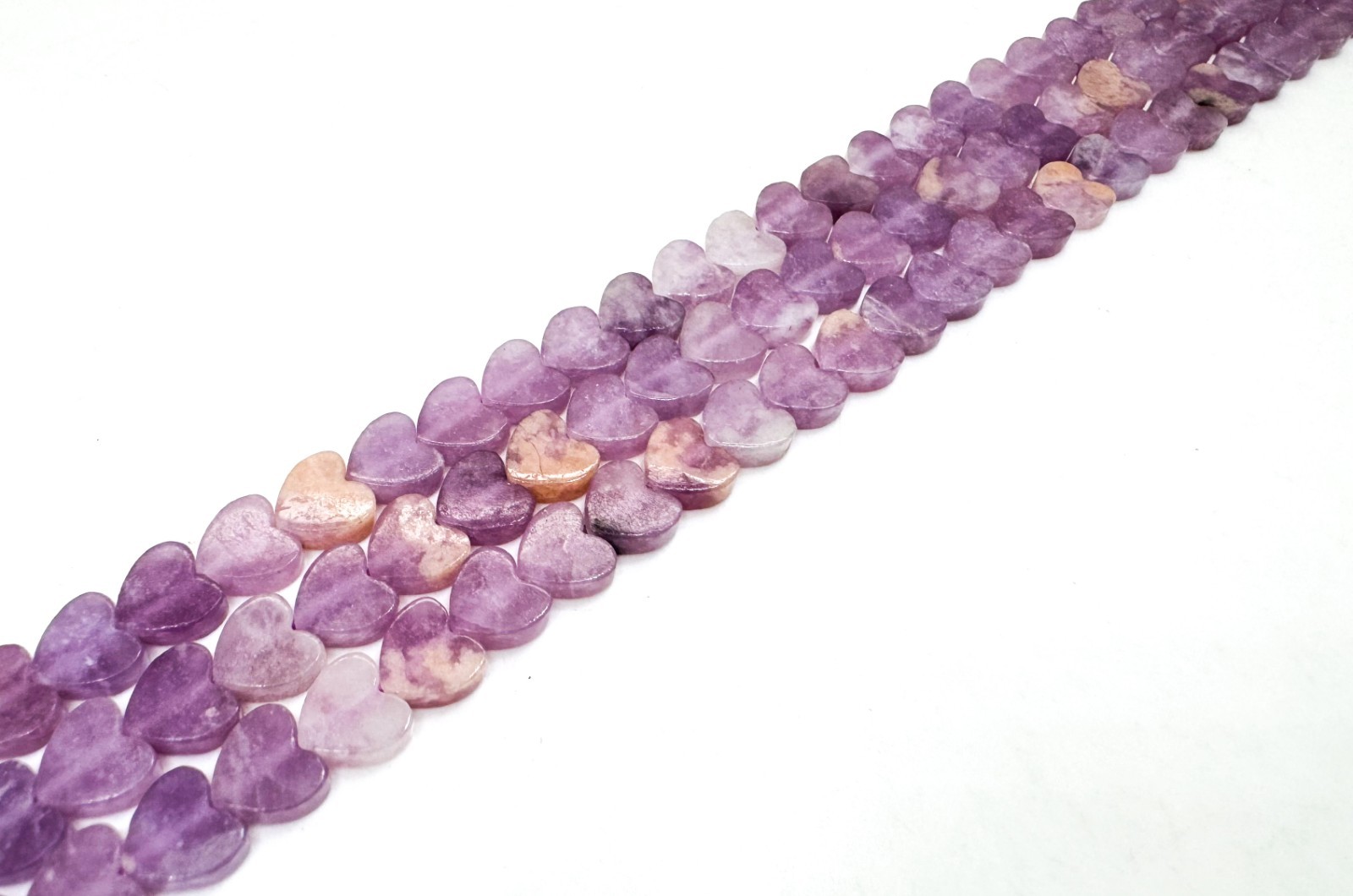 💜 Natural Purple Amethyst Flat Heart Beads Smooth Polished Gemstone – PGS411