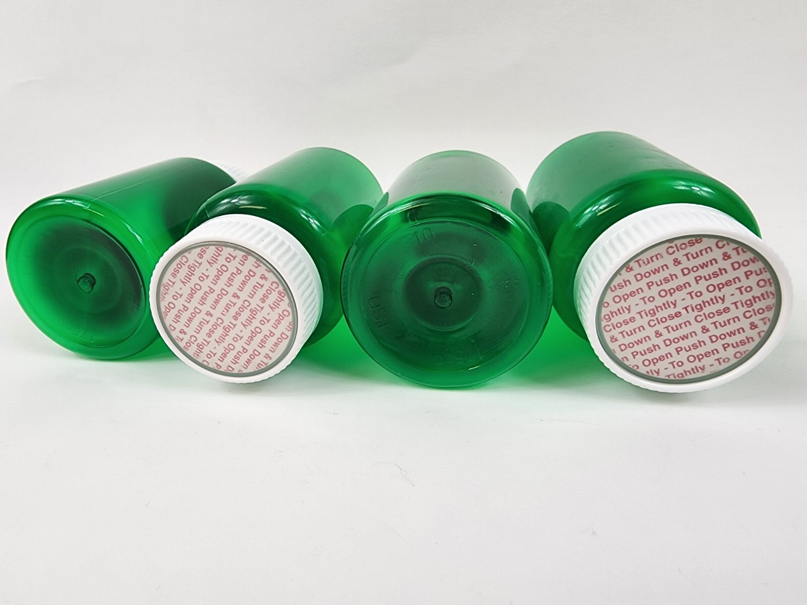 Lot of 4 Green Plastic Rx Pill Bottle 60 Dram 175cc for Crafts/Storage