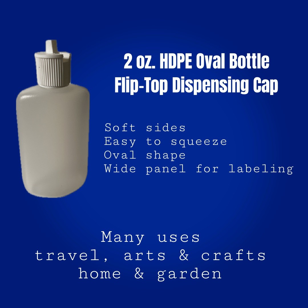 2 Oz Plastic Bottle With Flip Top Cap -Set Of 5