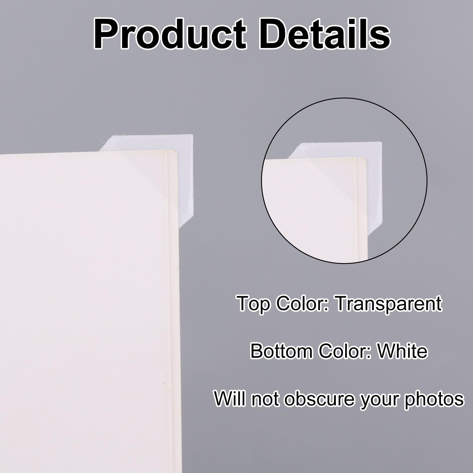 15 Sheets Photo Mounting Corners for Scrapbooking, Clear Self Transparent