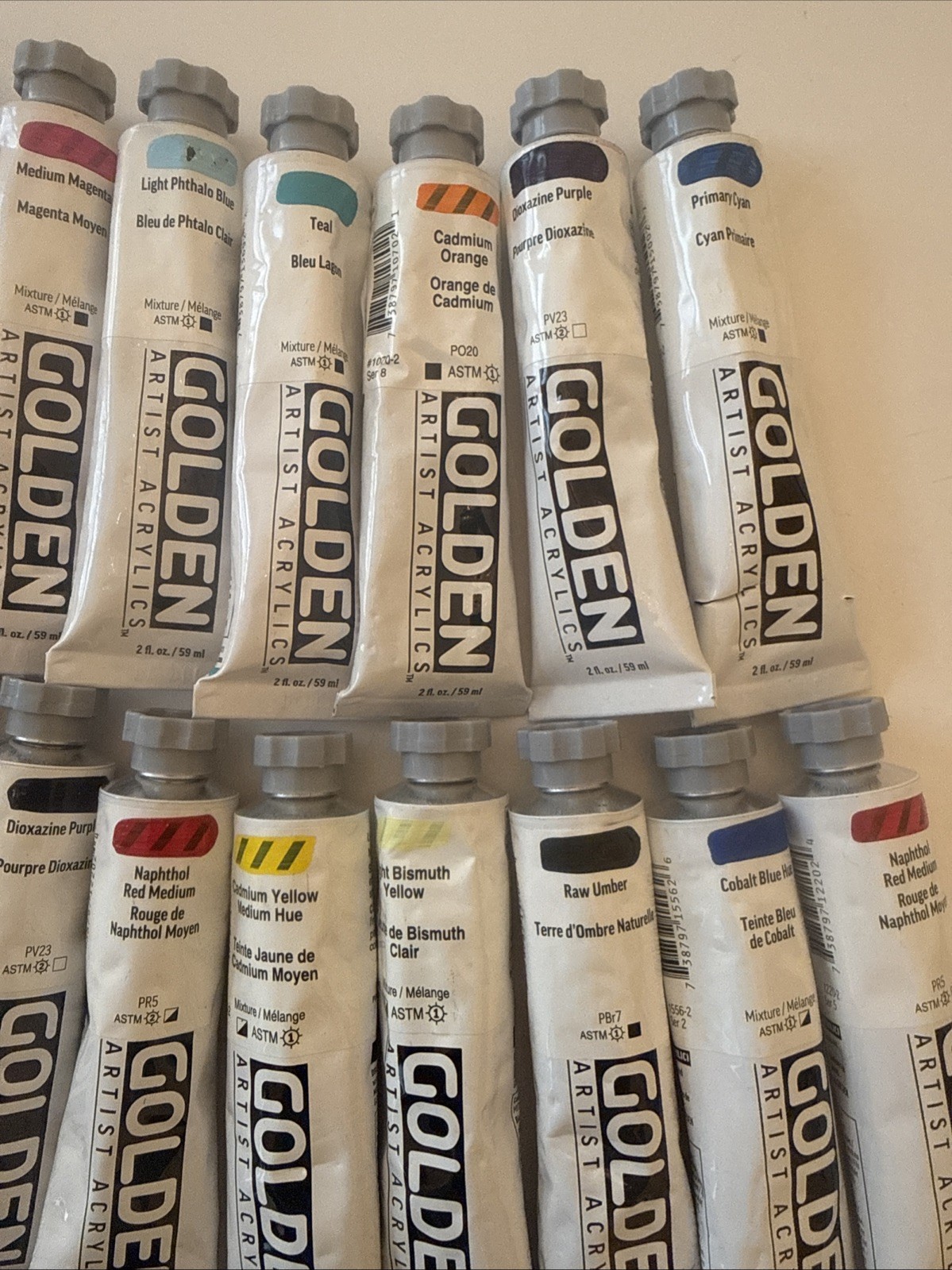 LOT OF 50 GOLDEN Acrylic Artist Colors Paints 2fl oz Tubes *NEW *FREE SHIPPING!
