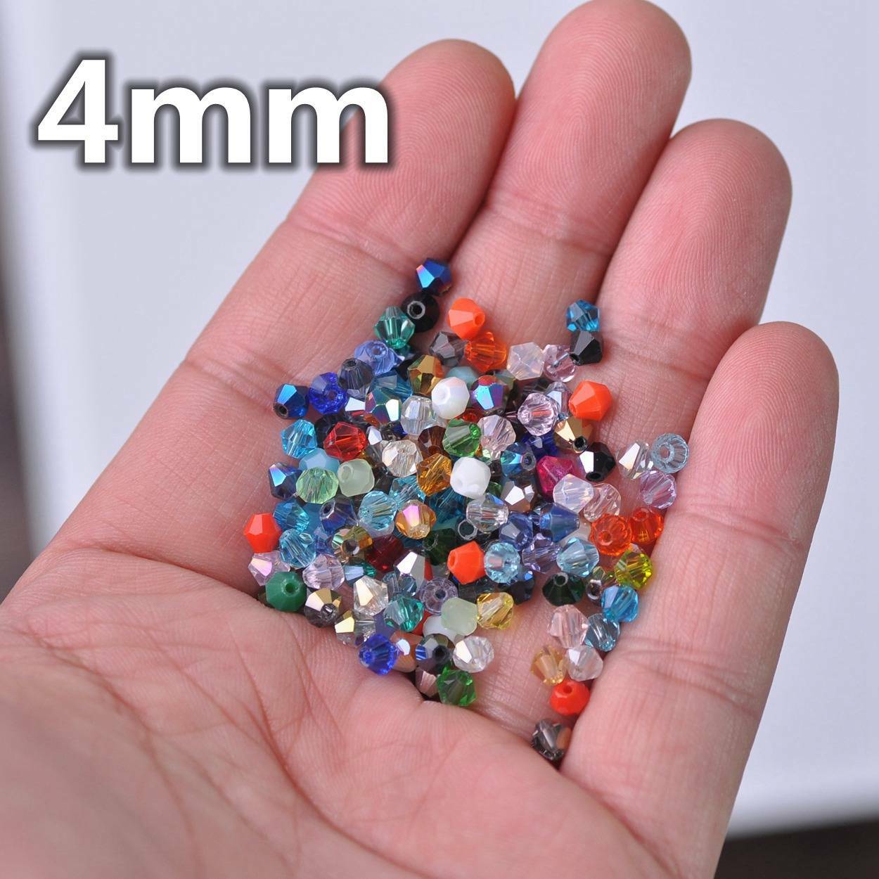 Wholesale 1000pcs 4mm Small Bicone Faceted Crystal Glass Loose Spacer Beads lot