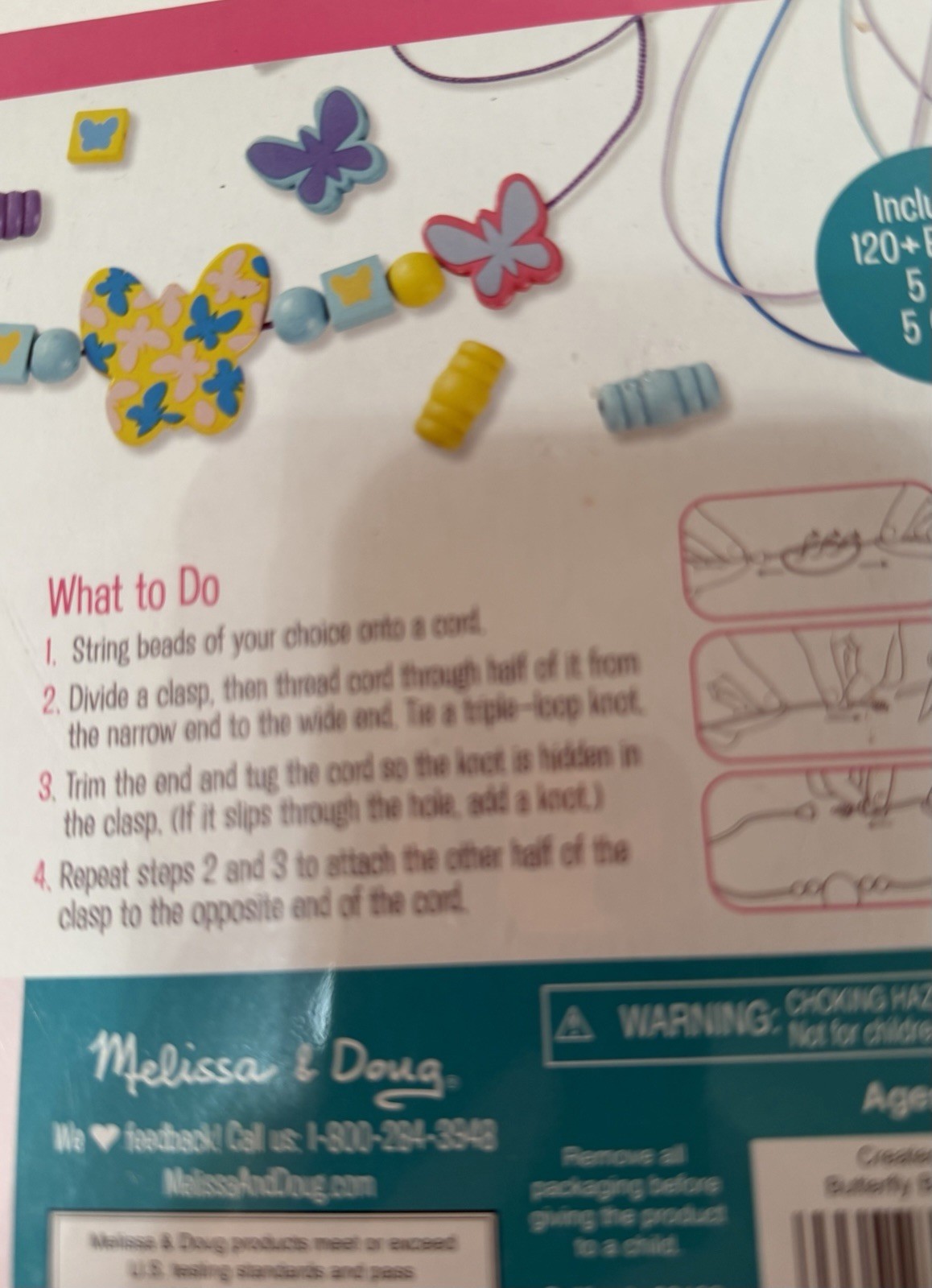 NEW Melissa and Doug Created By Me! Butterfly Beads WOODEN BEAD KIT Ages 4+