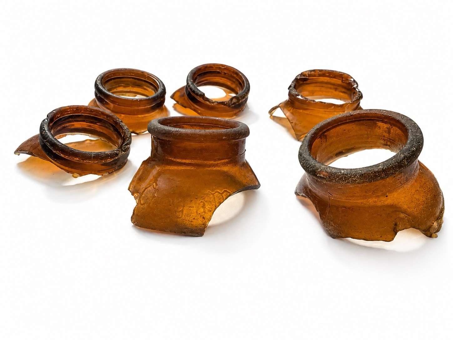 Genuine Amber Sea Glass Bottle Necks Sets Of 2 – 1.5” Wide Mouth Vintage