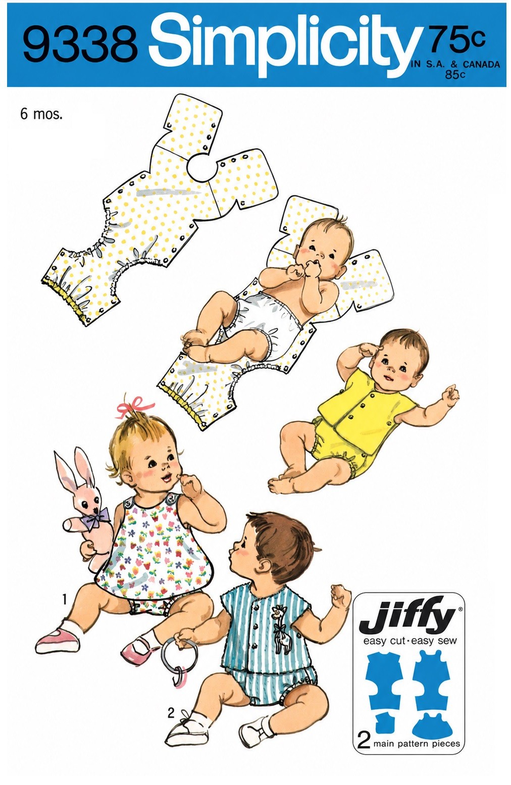 Simplicity 9338 Pattern BABY Unisex One-Piece Snap-On Suits