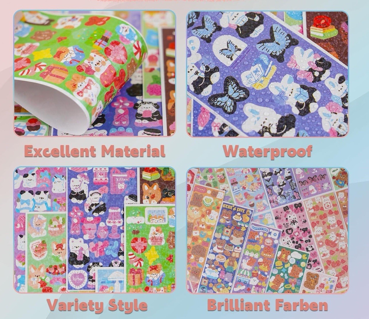 10sheets Mixed Korean Cute Deco Photo Cards Scrapbook Stickers