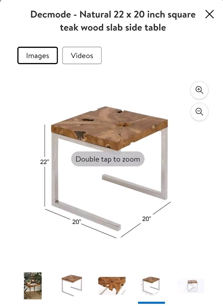 Natural Teak Wood Slab Table Top Live Edge Modern Coffee Side Table End Art Deco