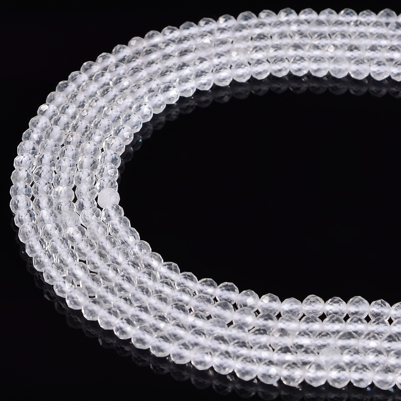 Natural Clear Quartz Faceted Round Beads Size 2mm 3mm 4mm 15.5” Strand