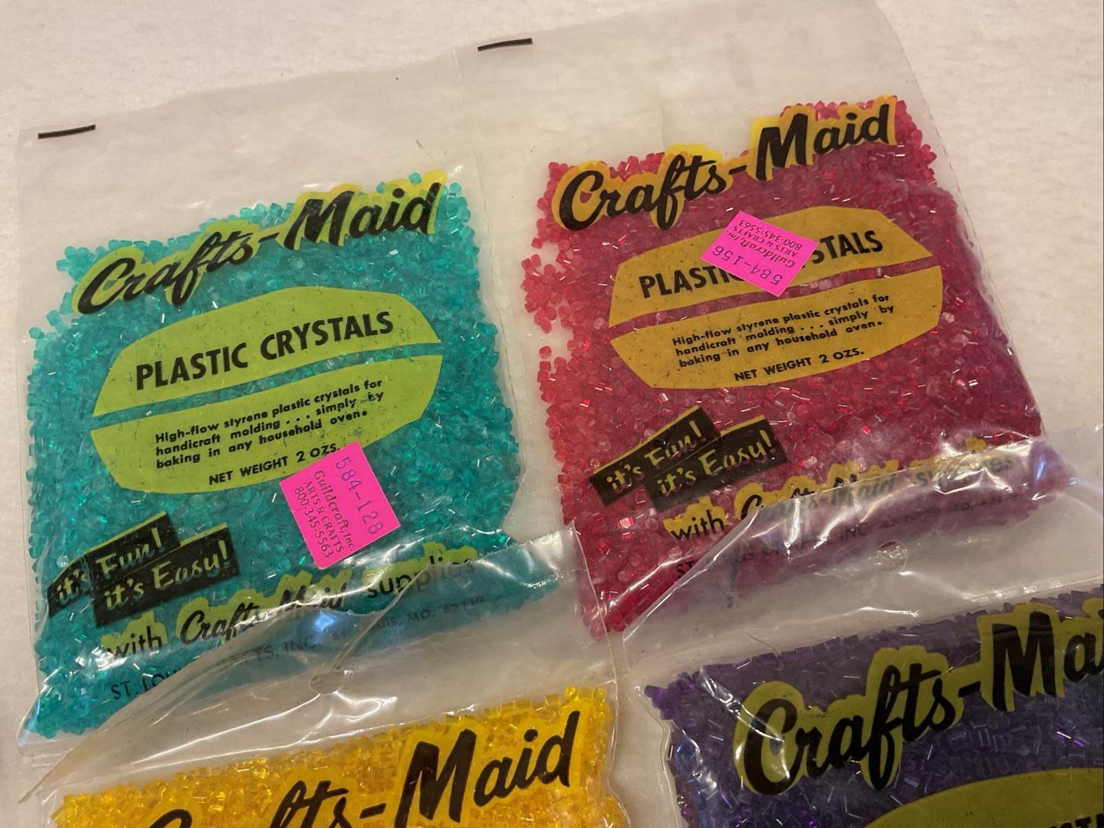 Vintage Crafts Maid Plastic Crystals New Old Stock 8 2 Ounce Packages