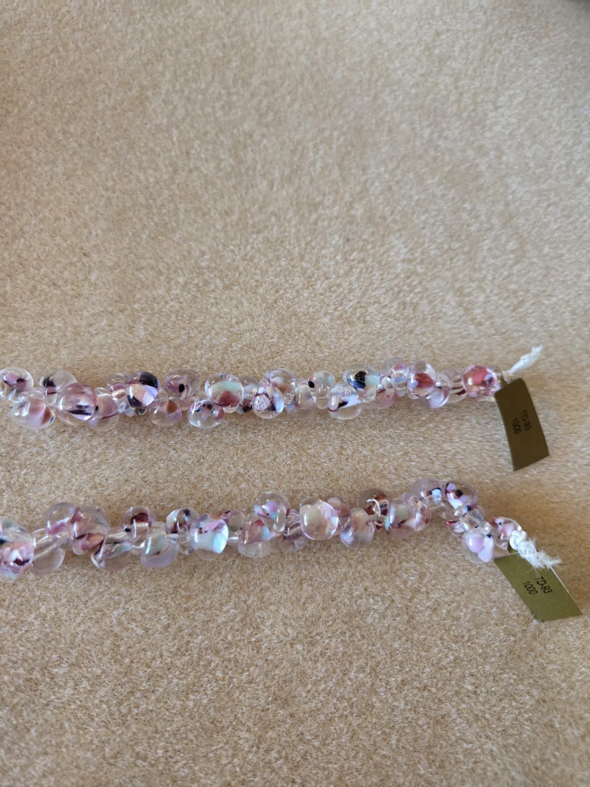 Unicorne Teardrop Glass Bead Strand, 9-10mm, First Love(Pink Multi), 25 Bead Std