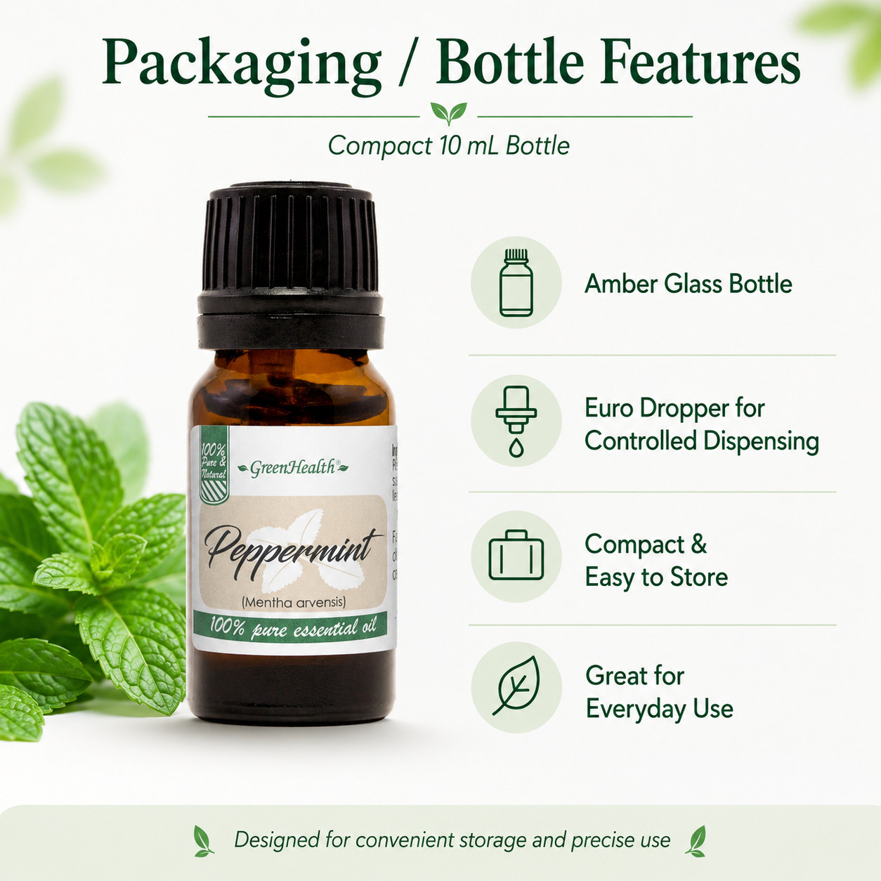 10 ml Peppermint Essential Oil 100% Pure – GreenHealth