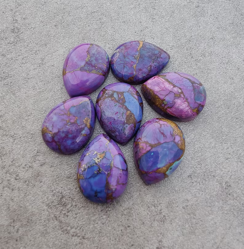 Wholesale Purple Copper Turquoise Cabochon Pear shape Loose Gemstone Lot Jewlery