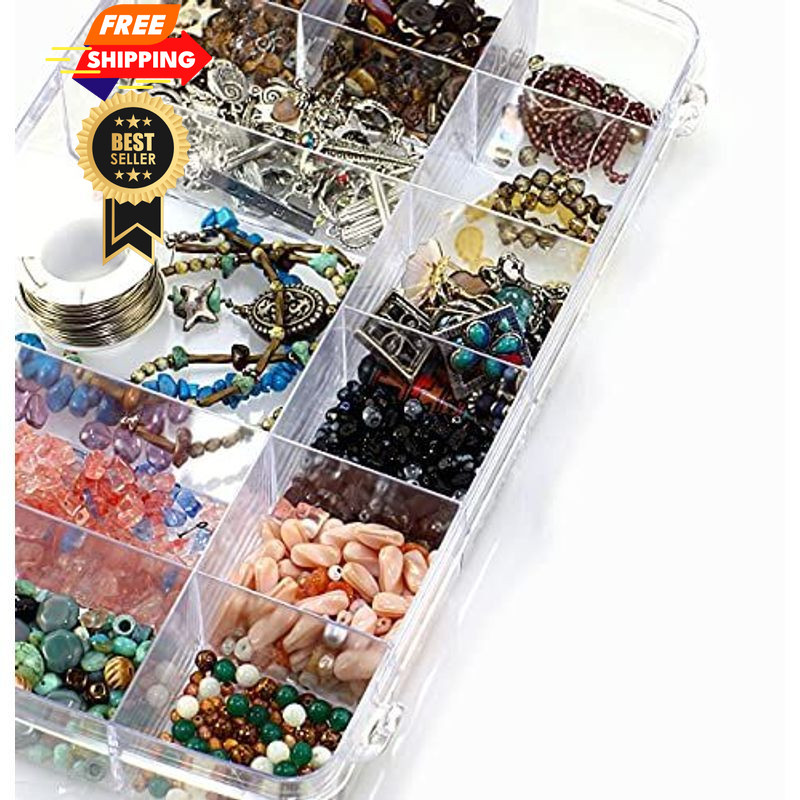 Exptolii 18 Grids Plastic Organizer Box with 1x 18 Grids, multi-color