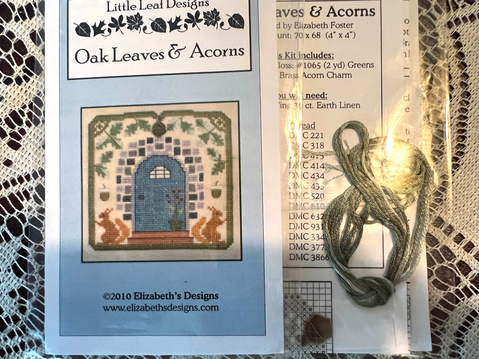Elizabeth’s Needlework Designs-Little Leaf Designs- Oak Leaves & Acorns Kit