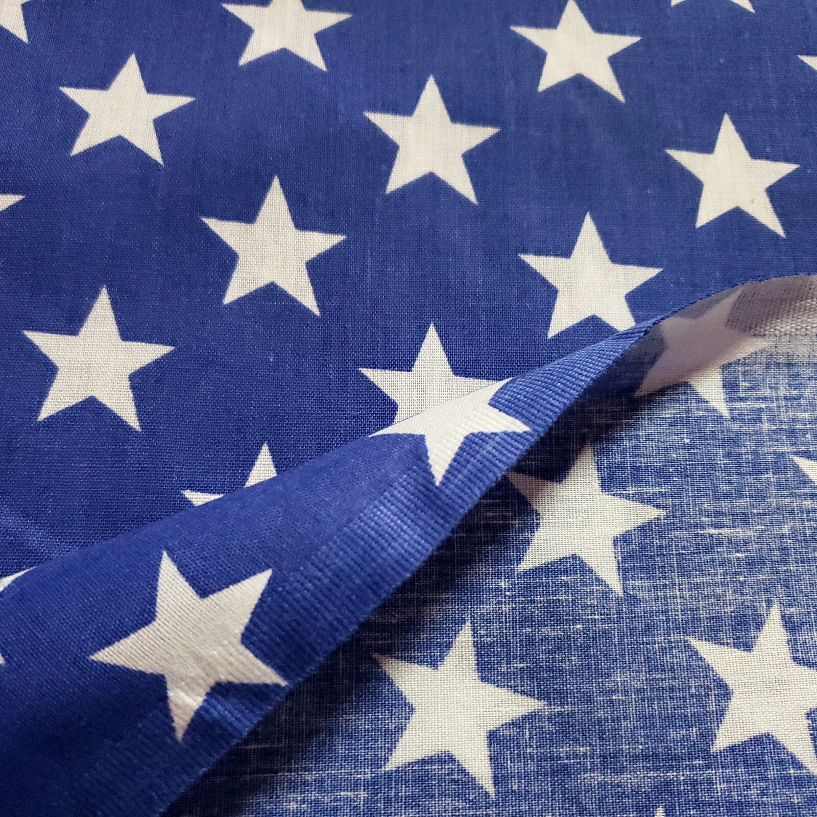 ROYAL BLUE STAR SPANGLED POLY COTTON FABRIC ONE INCH WHITE STAR 58″ BY THE YARD