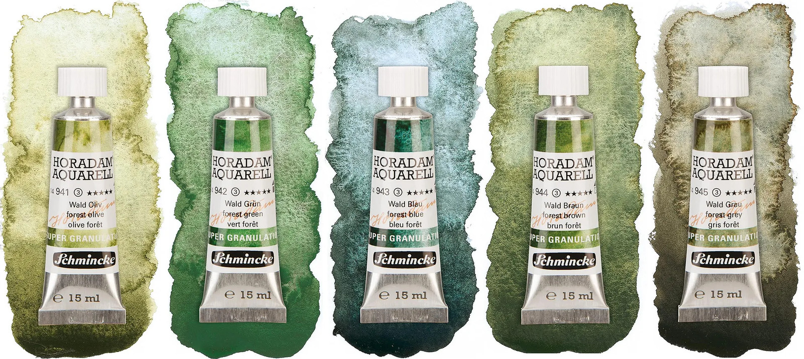Schmincke Horadam Watercolor Forest Supergranulation Set of 5, 15ml Tubes #74851