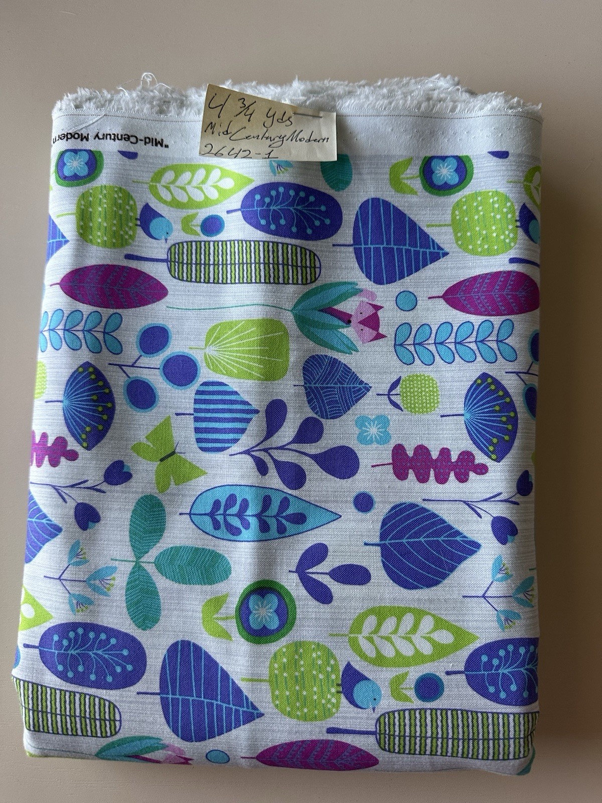 Henry Glass Mid-Century Modern Mid Forest White Color Principle Retro 4.75 Yards