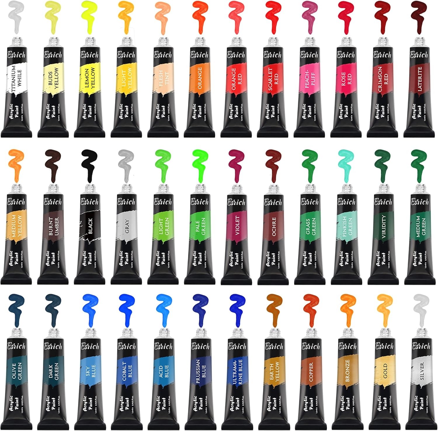 ESRICH Acrylic Paint Set,64PCS Painting 14.76 Fl Oz (Pack of 1), 36Color