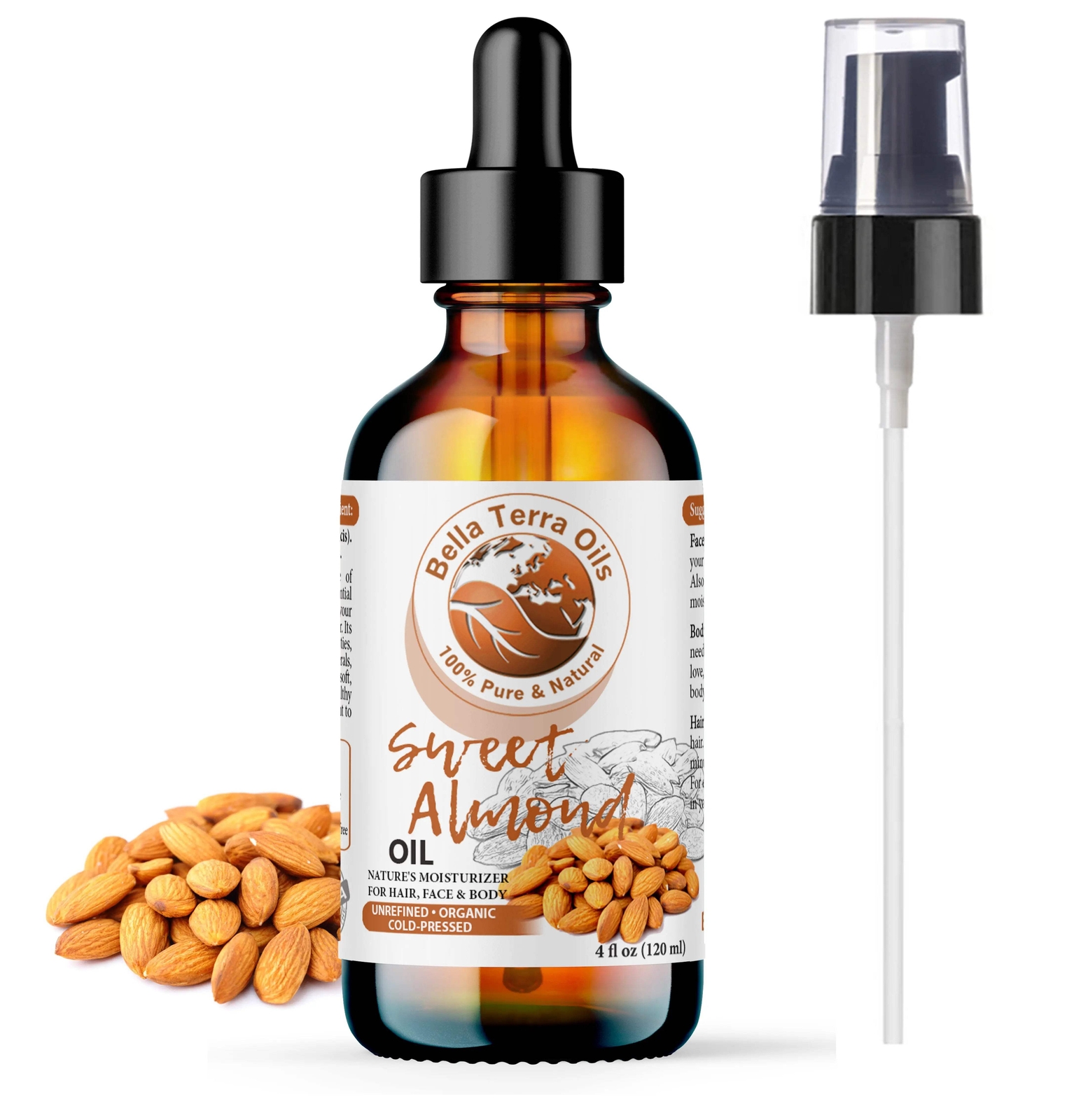 Organic Sweet Almond Oil – 4oz | Cold-Pressed Oil for Skincare, Haircare & DIY P