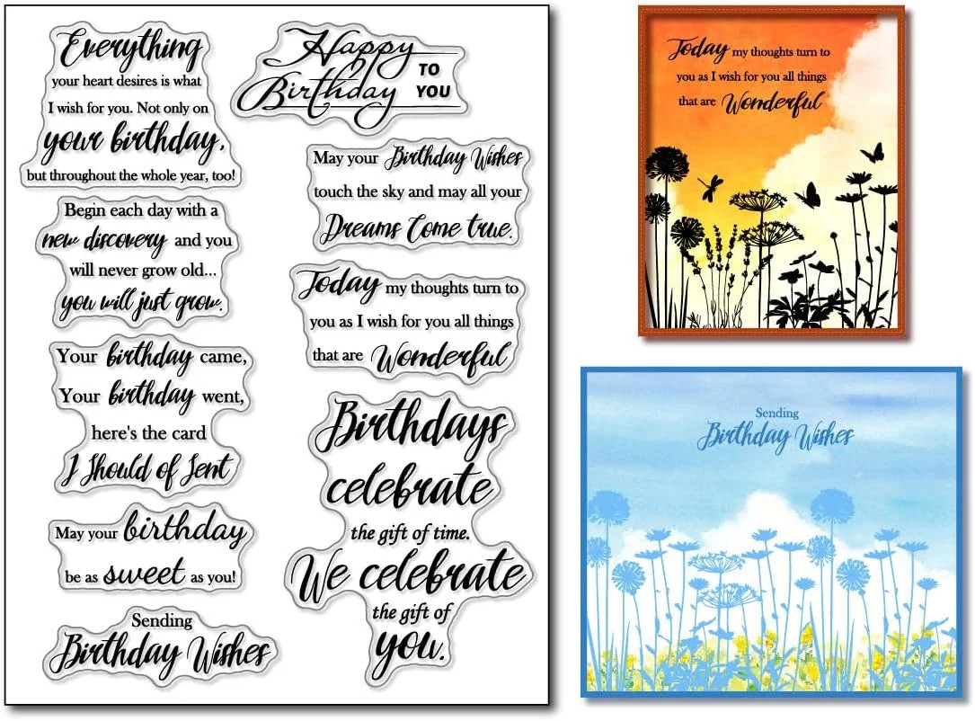 Birthday Sentiment Clear Stamps for Card Making and Journaling,Sentiment Silicon