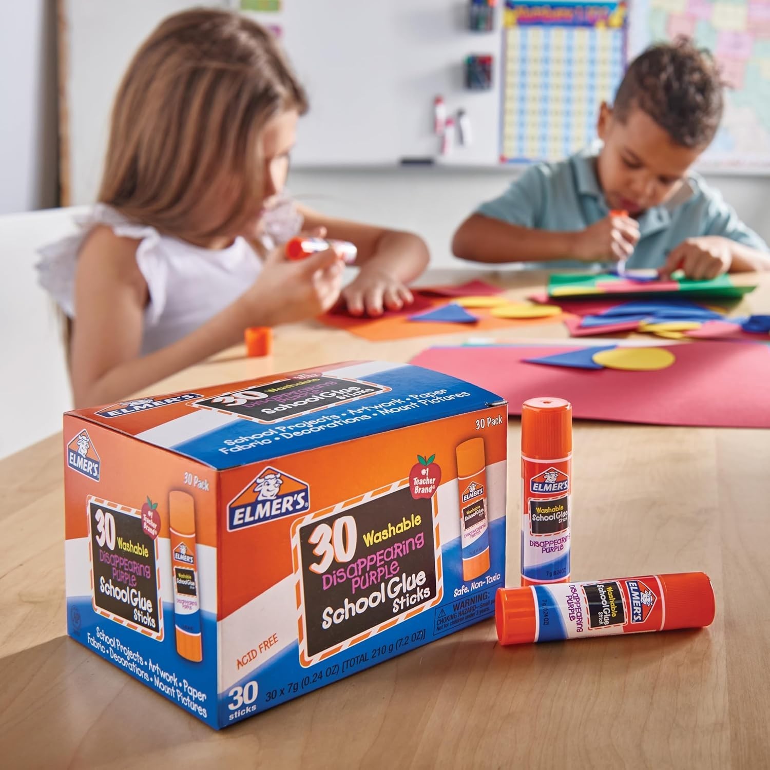 Elmer’s Disappearing Purple Glue Sticks Washable 7g 30 Count Classroom Pack