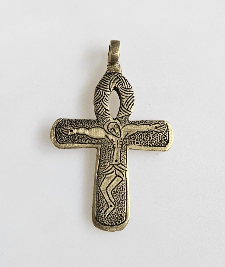 Brass Ethiopian Ankh pendant handmade Crucifix pendant brass jewelry