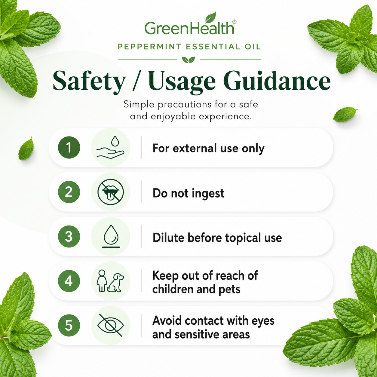 10 ml Peppermint Essential Oil 100% Pure – GreenHealth