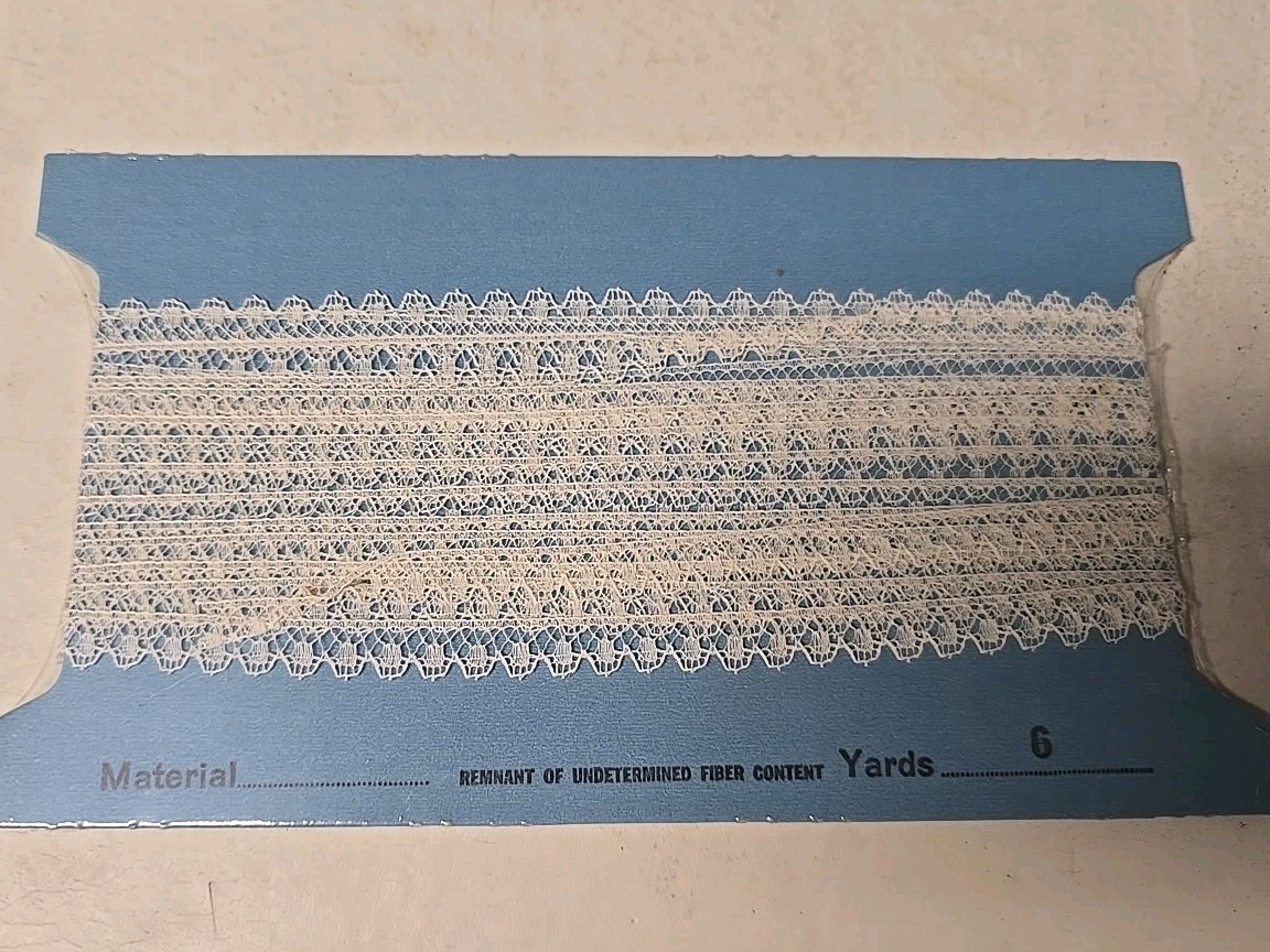 Lace Off White Ivory 1/4″ wide 6 yds on the card sewing new sealed
