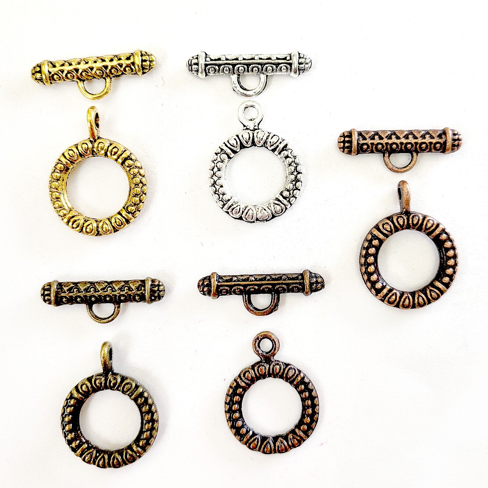Vintage Toggle Clasp Gold Silver Copper Brass Jewelry Findings Supplies 3 set