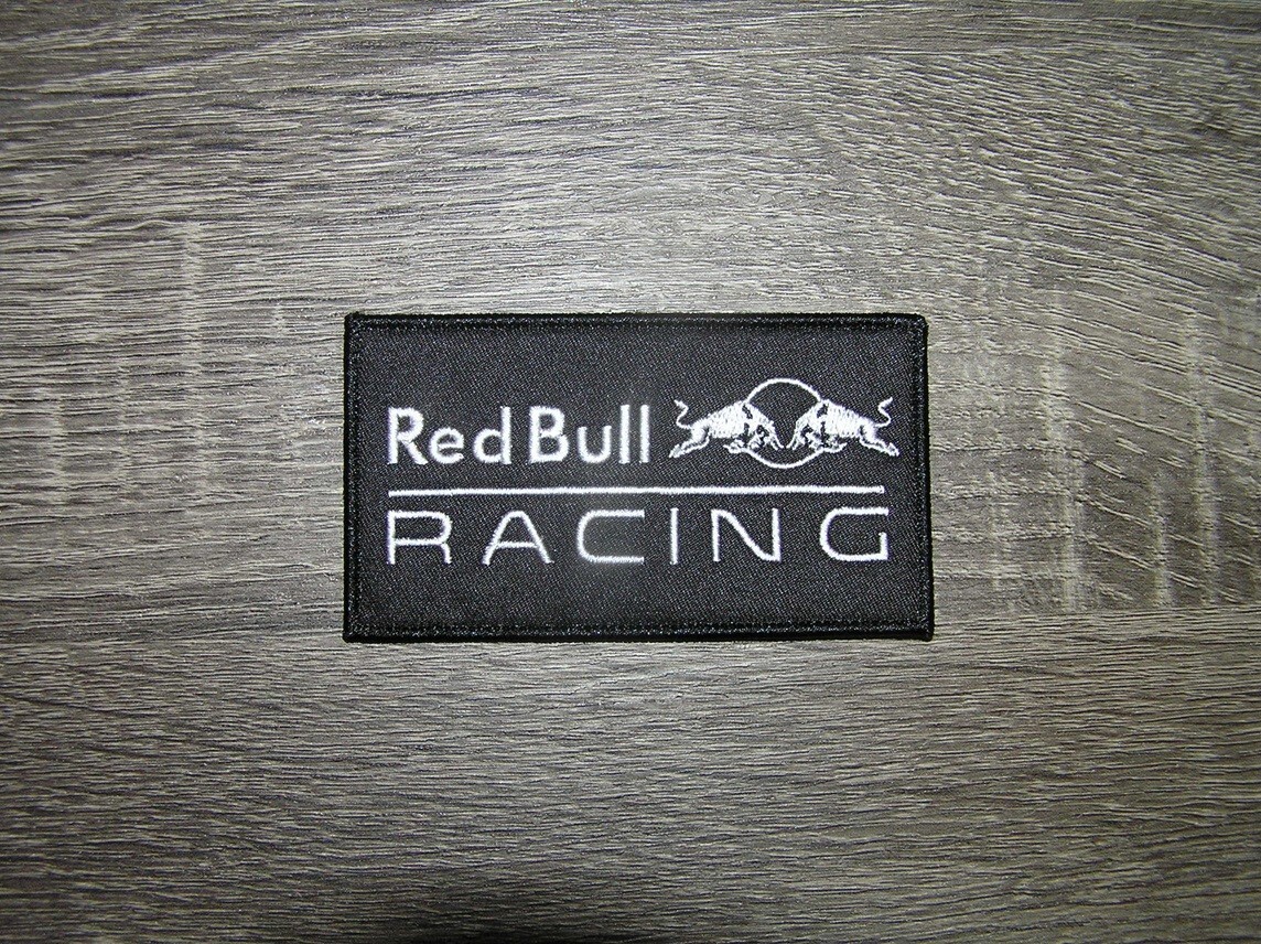Red Bull Racing Black Motorsports Energy Drink Iron On Patch 3.75″ x 2″