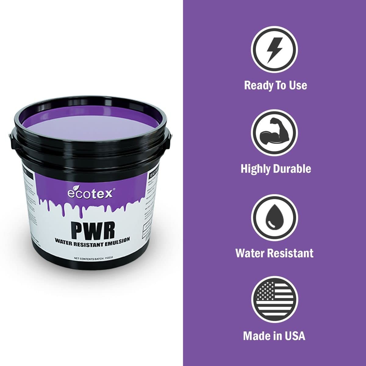 Ecotex® PWR Screen Printing Emulsion (Pint – 16 Fl Oz (Pack of 1), Purple