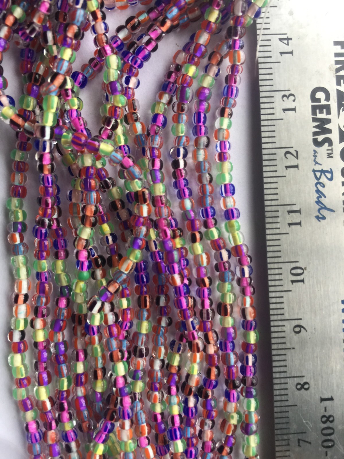 8/0 Striped Stripe Czech Seed Beads
