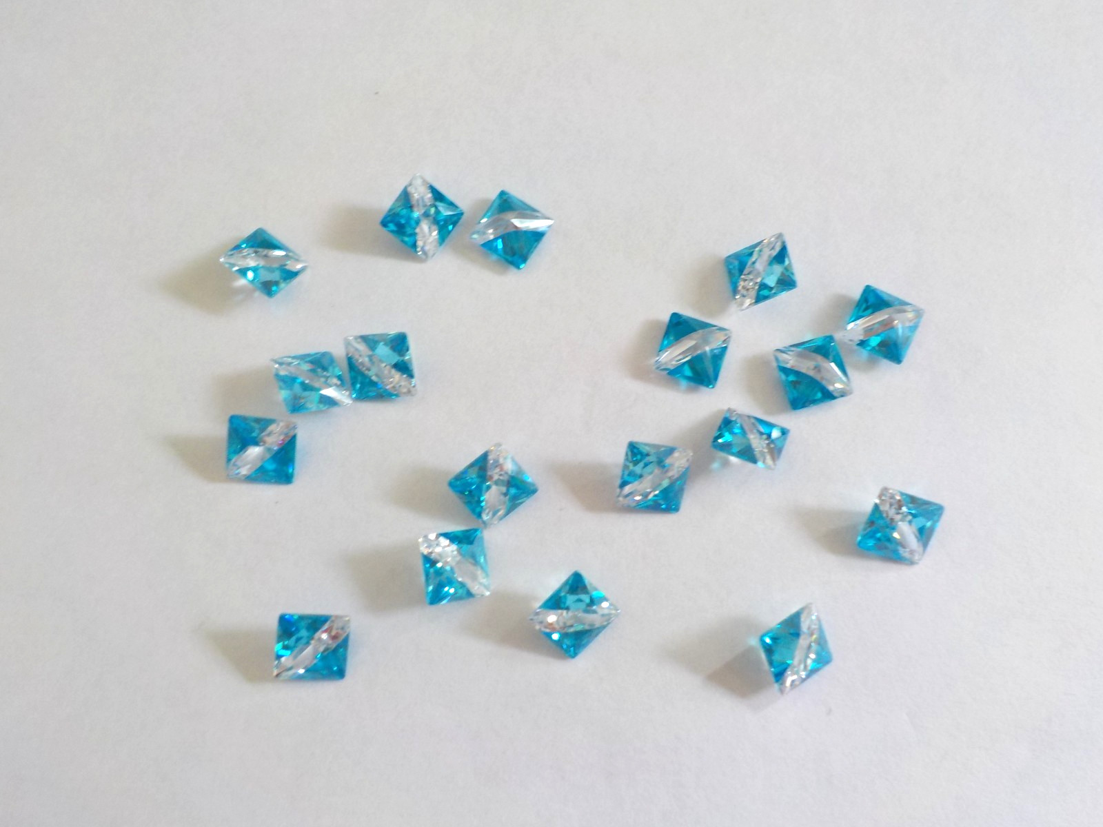 Square 6mm Clear Blue No Hole Stone Cubic Zirconia (12 Loose) Jewelry Making