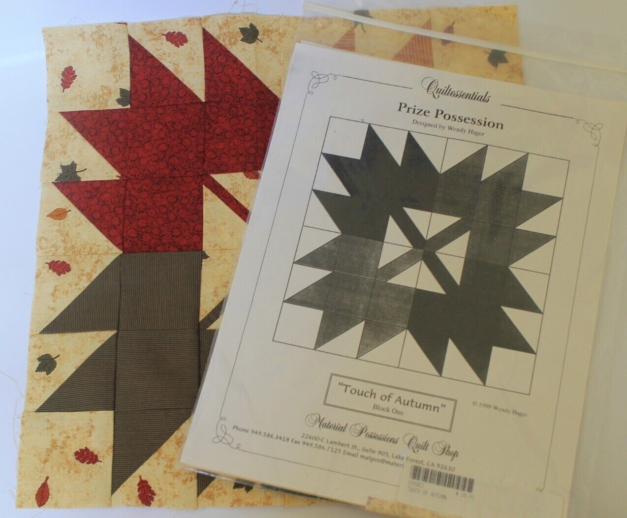 Quiltessentials Block Month #1 Prize Possession By Wendy Hager, Touch Of Autumn