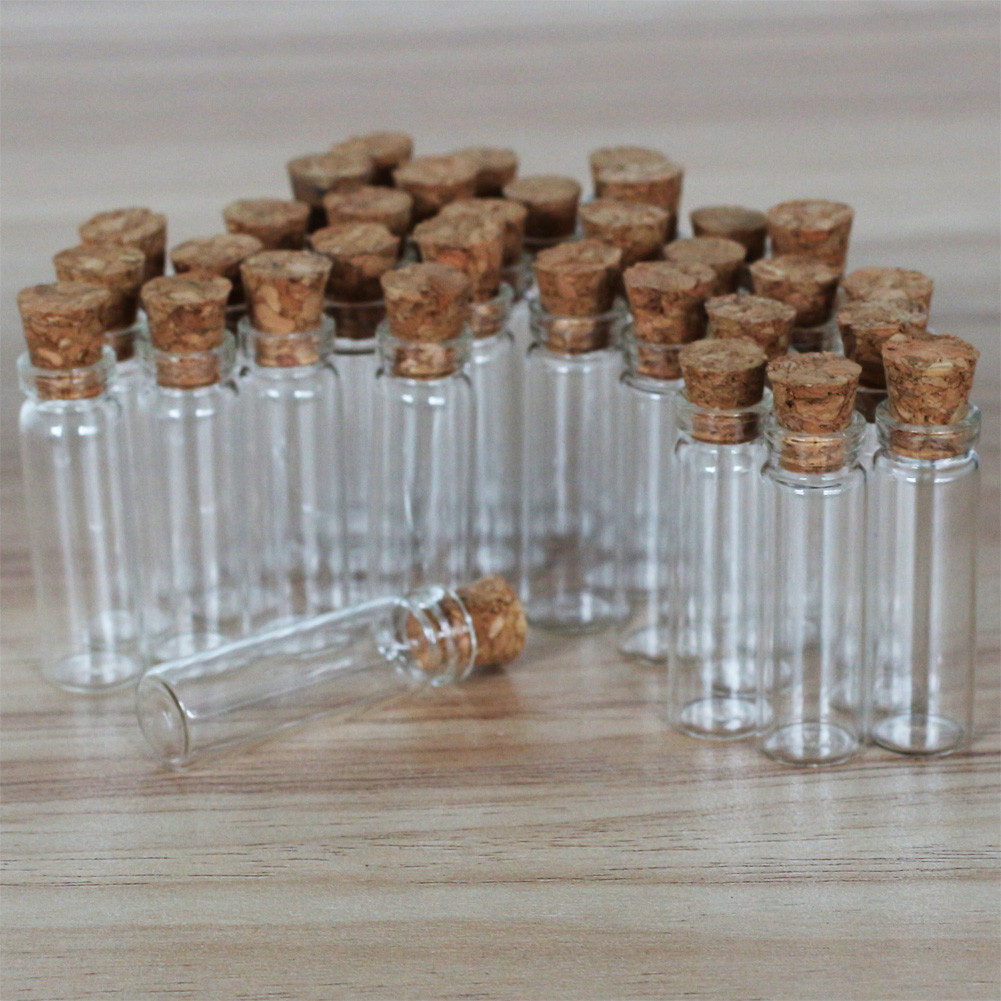 50/100/200Pcs 2ML Clear Glass Bottles with Corks Containers Jars Bottle Vials